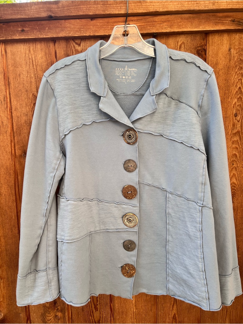 Neon Buddha French Terry Jacket Pale Chalk Blue Size L